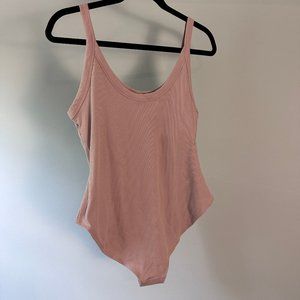 Girlfriend Collective Petal Coco Scoop Ribbed Bodysuit Womens XL Pink